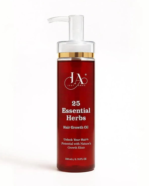 25 Essential Herbs Hair Growth Oil Red Bottle